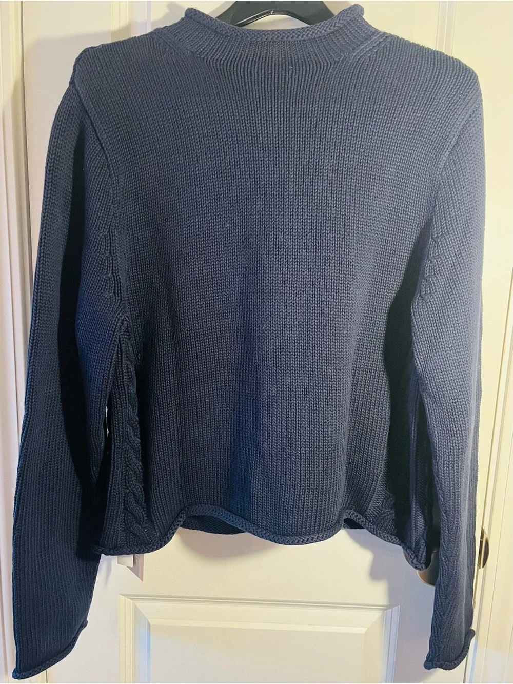 J. Crew Rollneck Reversible Cardigan 100% Cotton Knit Navy Sweater, NWT, Sz XL